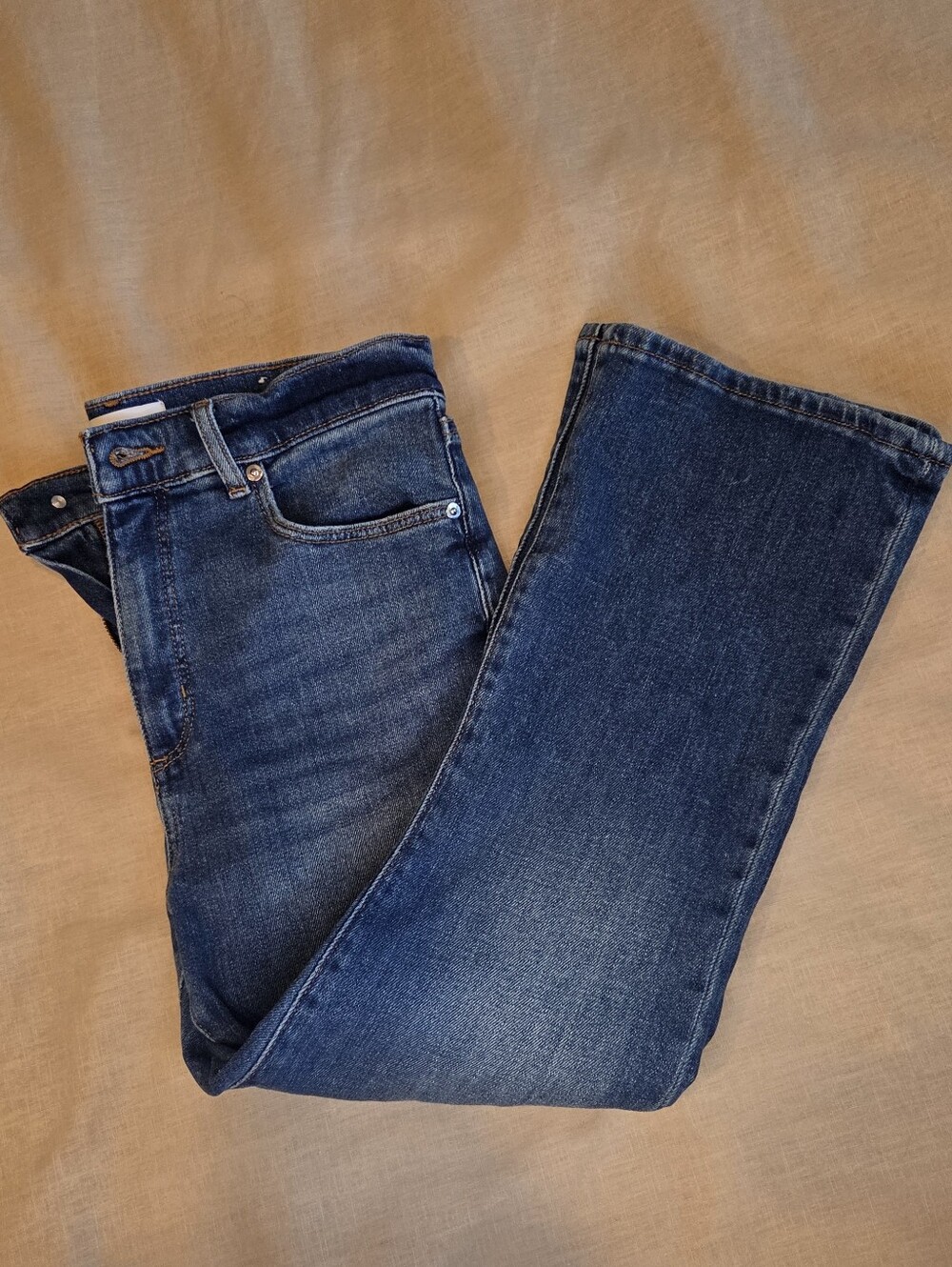 LOFT Kick Crop Jeans Size 29/8 Medium Wash Flare Cropped Denim High Rise - Picture 6 of 10